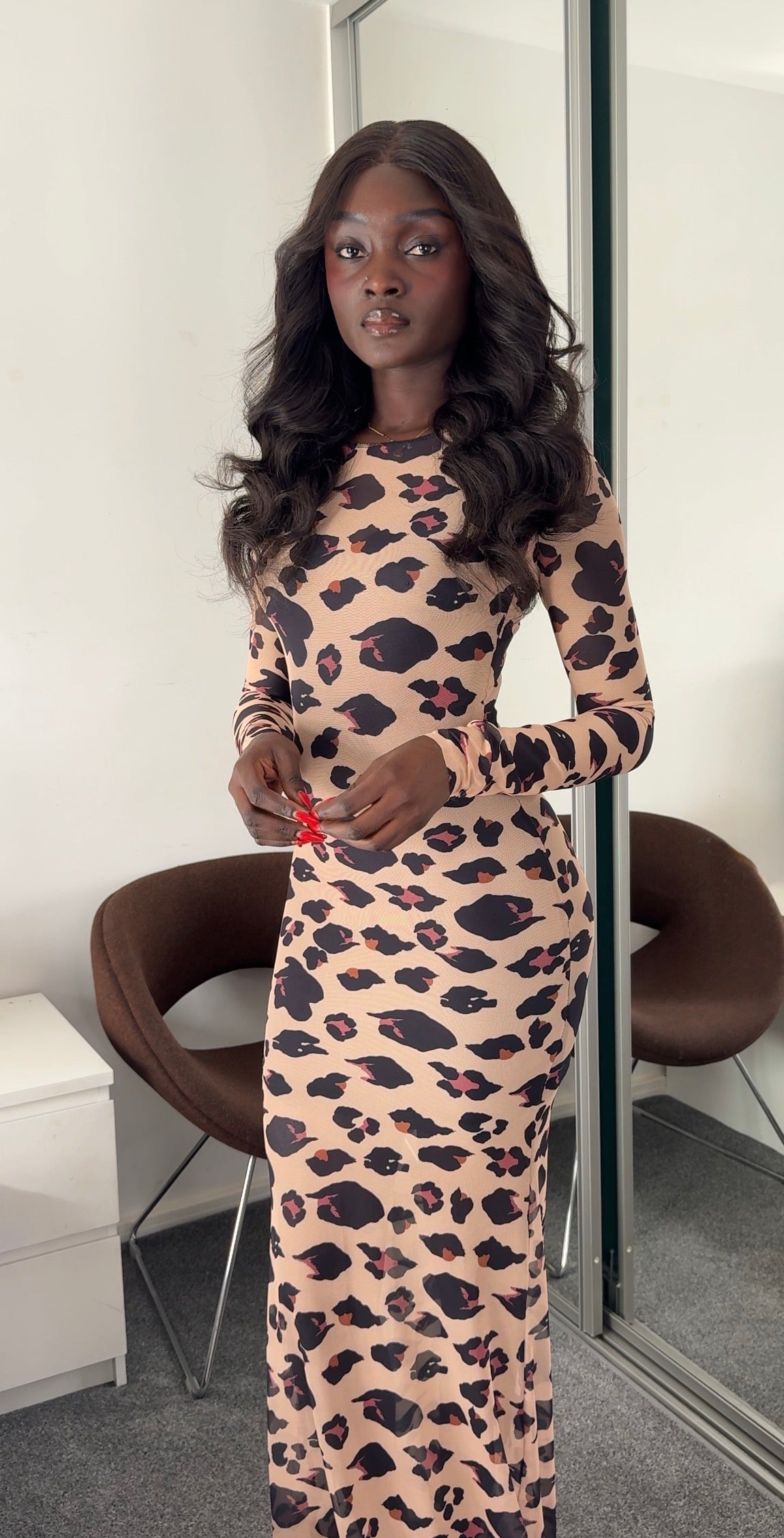 Rosette Mesh Dress