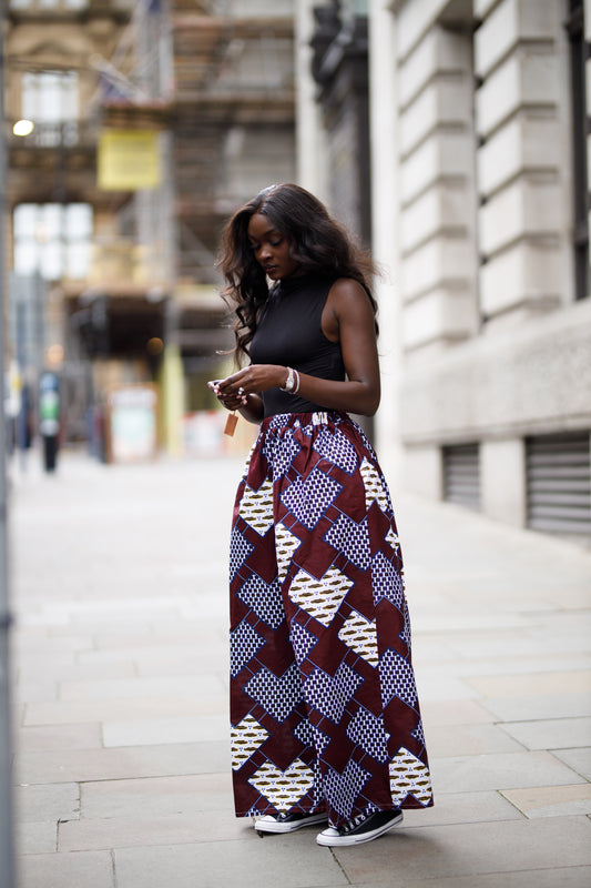 Syl Baggy Trousers - Burgundy mix