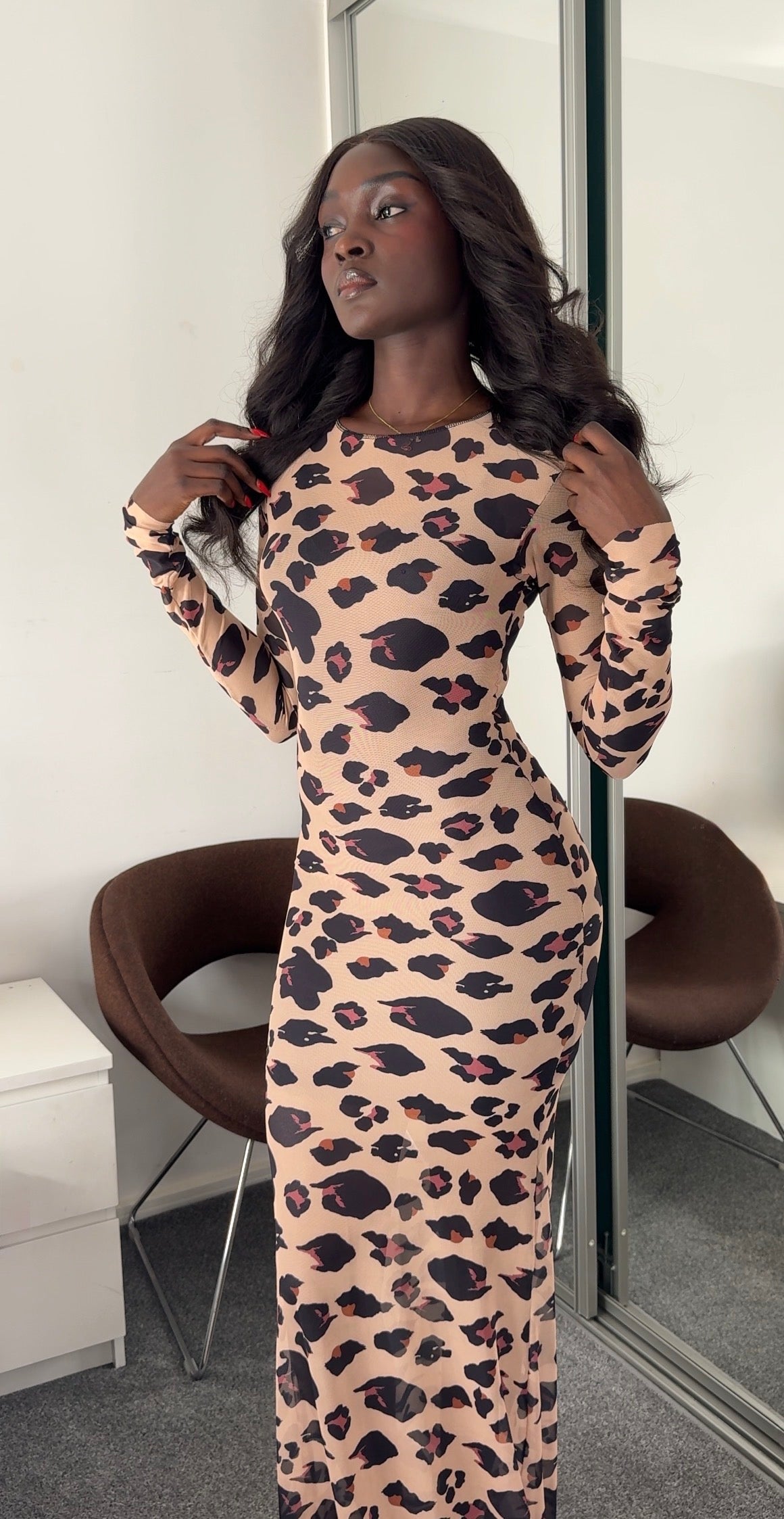 Rosette Mesh Dress