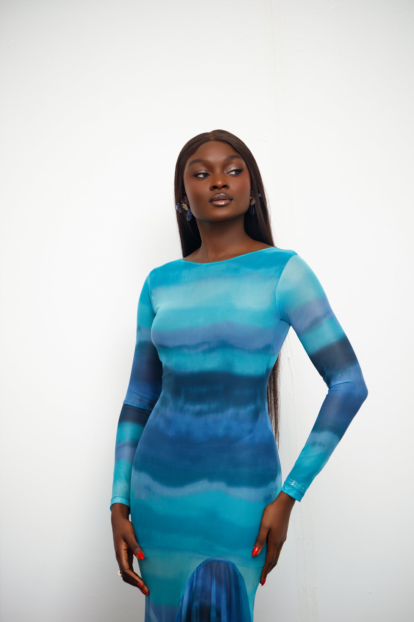 Nay Mesh Dress - Wavy Blue