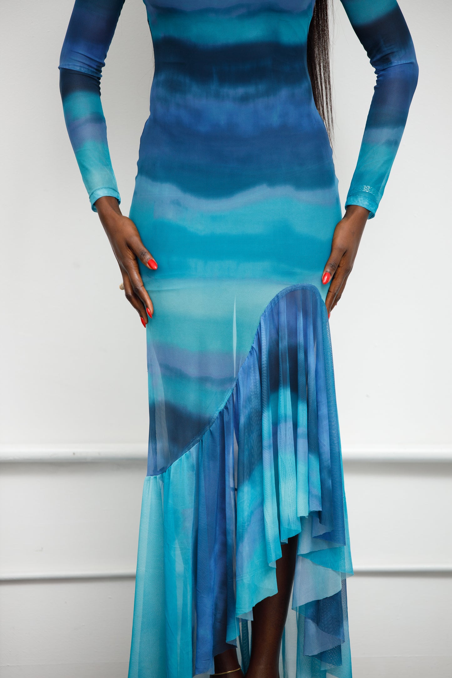 Nay Mesh Dress - Wavy Blue